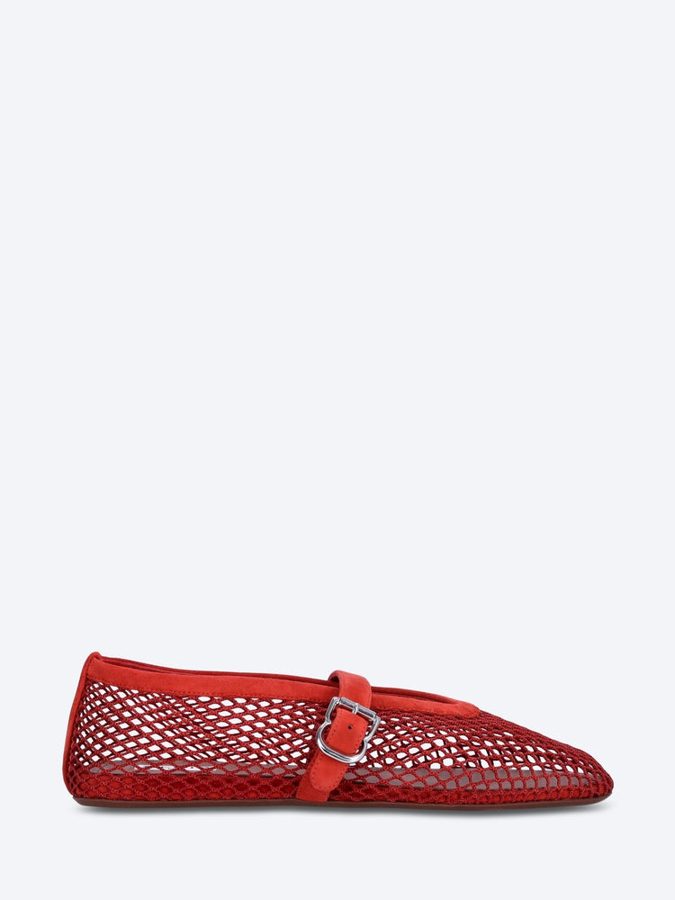 Alaïa fishnet ballet flats in burnt orange, photographed by Smets